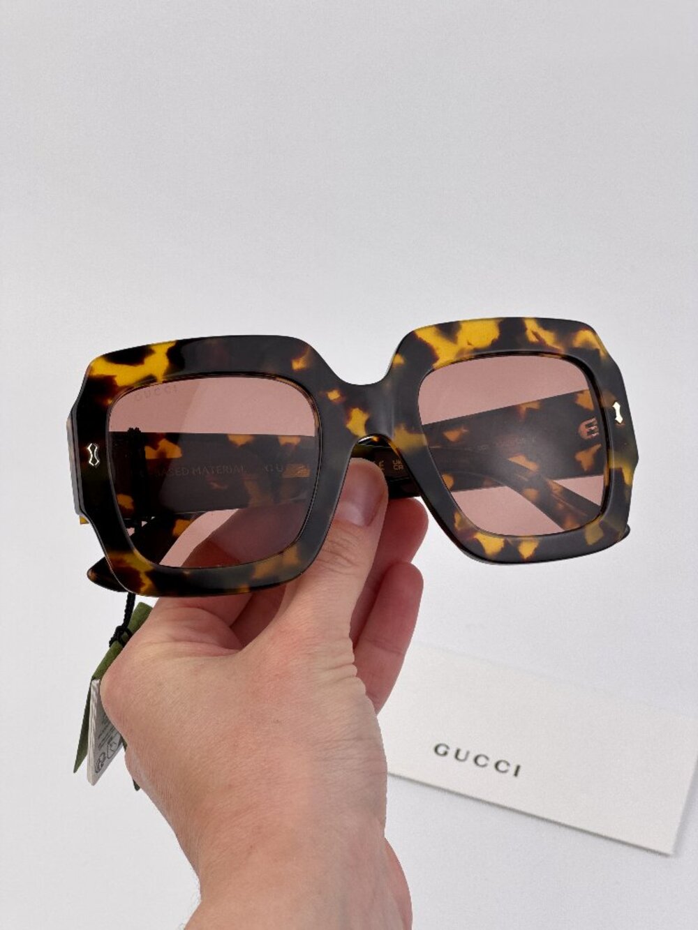 Gucci GG1111S 003 Women Oversized Square Sunglasses Havana Red NEW AUTHENTIC